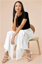 Ivory  Wide Leg Side Split Trousers, Image 1 of 5