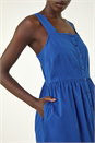 Royal Blue Seersucker Button Midi Sundress, Image 5 of 5