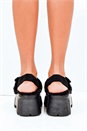 Black Chunky Faux Fur Strap Platform Sandals, Image 4 of 4