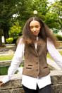 Brown Infinity Leather Brown Tweed 1920s Herringbone Light Brown Waistcoat, Image 2 of 5
