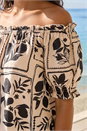 Black Mono Print Bardot Top, Image 4 of 4
