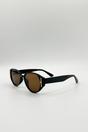 Black Round Cat Eye Detail Sunglasses In Black, Image 3 of 4