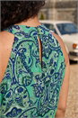Turquoise Curve Abstract Print Halter Neck Maxi Dress , Image 4 of 4