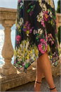 Black Floral Print Chiffon Midi Dress, Image 4 of 4