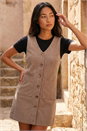 Stone Petite Cord Pinafore Dress, Image 1 of 4