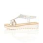 Silver AJVANI Silver Flatform Diamante T-Bar Slingback Sandals, Image 3 of 6