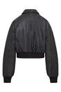 Black Womens Oversized Leather Bomber Jacket, Image 3 of 4