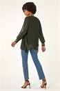 Dark Green Sparkly Detail Layered Top, Image 3 of 5
