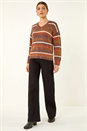 Brown Stripe Fluffy Knit Jumper, Image 3 of 5
