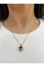 Gold Pink Stone Heart Necklace In a Diamante Setting, Image 1 of 5
