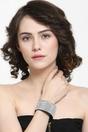 White Luxury Crystal-Studded Leather Cuff Bracelet, Image 5 of 5