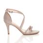 Rose Gold AJVANI Rose Gold High Heel Crossed Straps Buckle Sandals, Image 2 of 6
