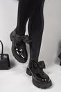 Black Taylee Chunky Sole Patent Ballet Flats With Bow Detail, Image 2 of 4