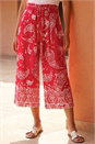 Red Paisley Print Wide Leg Cropped Trousers, Image 2 of 4