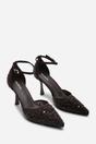 Brown Frances Diamante Mesh Pointed Toe Strap Heels, Image 4 of 6