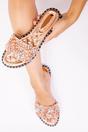 Rose Gold 'Belle' Diamante Sparkly Flat Sliders, Image 3 of 4