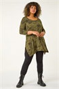 Khaki Curve Floral Bar Back Top, Image 2 of 5