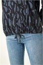 Teal Tie Hem Geometric Print Top, Image 5 of 5