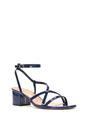 Navy 'Maria' Ankle Strap Low Block Heel Strappy Sandals, Image 2 of 5