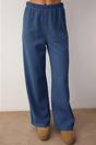 Blue WOVCOR Blue Hooded Button Placket Cotton Waffle Knit Wide Leg Loungewear Set, Image 2 of 3