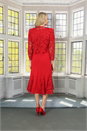 Red Julianna Lace Insert Godet Dress, Image 4 of 5