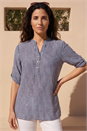 Navy Classic Stripe Button Front Top, Image 1 of 4