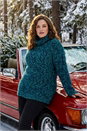 Teal Curve Fluffy Roll Neck Knit Jumper, Image 1 of 6