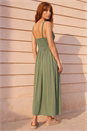 KHAKI Crochet Strappy Midi Dress, Image 2 of 4