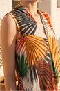 ORANGE Leaf Print Stretch Top , Image 4 of 4