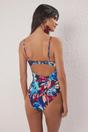 Multi Twist Front Floral Printed Bandeau Swimsuit, Image 3 of 3