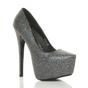 Black High Heel Platform Court Shoes, Image 1 of 6