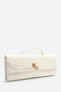 Cream Petal Envelope Style Woven Clutch Bag, Image 2 of 4