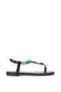 Black XY LONDON Black 'Sylva' Embellished Jewel Stone Flat T-Bar Sandals, Image 1 of 6