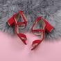 Red AJVANI Red Mid Block Heel Crossed Straps Sandals, Image 4 of 6