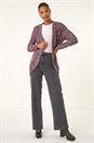 Mauve Speckled Popcorn Knit Cardigan, Image 2 of 5