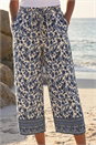 Navy  Petite Border Print Cropped Trouser, Image 2 of 4
