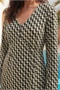 Green Geometric V-Neck Midi Dress, Image 4 of 4