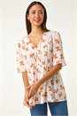 ORANGE Floral Print Tassel Top, Image 4 of 5