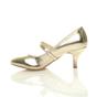Gold AJVANI Gold Mid Heel Mary Jane Court Shoes, Image 3 of 6