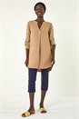 Camel  Horn Button Detail Longline Top, Image 2 of 5