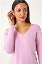 Pink Soft Knit V-Neck Jumper, Image 4 of 5
