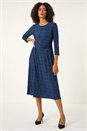 Blue Abstract Stretch Ruched Dress, Image 2 of 5