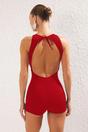 Red High Neck Sleeveless Fitted Swim Playsuit, Image 3 of 3