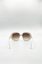 Beige SVNX Beige Bold Round Oversized Sunglasses In Cream, Image 4 of 5