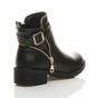 Black Low Heel Gold Zip Ankle Boots, Image 4 of 6