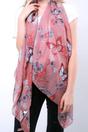 Light Pink Large Butterfly Print Lightweight Scarf, Image 2 of 2