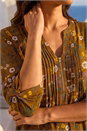 Ochre Textured Floral Pintuck Tunic Top, Image 4 of 4