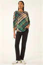 Green Check Print Round Hem Top, Image 2 of 5