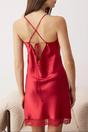 Red WOVCOR Red Lace Detail Satin Strappy Nightdress with Soft Touch Finish, Image 3 of 3