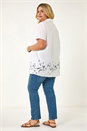 Ivory Curve Floral Cut Out Woven Top, Image 3 of 5